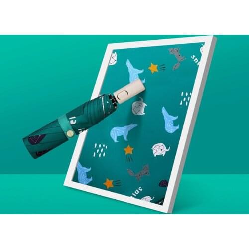 Portable Sun Umbrella Fully Automatic Folding Wind Resistant Ladies Parasol Cartoon Silver Coating Umbrella Travel Gift Idea A6A