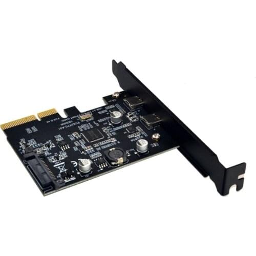 USB3.1 to Type-C 2Port Expansion Card PCI-E4X to USB3.1 Gen2 10Gbps USBC Adapter