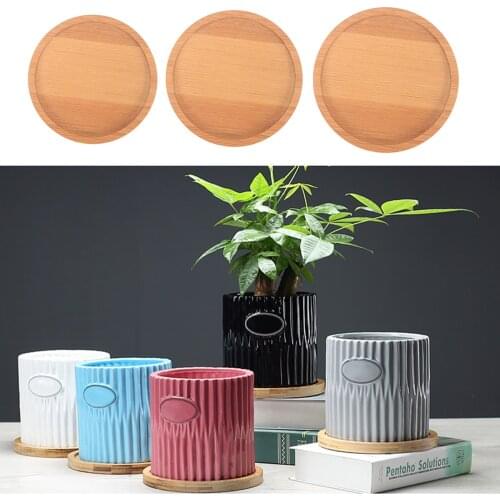Flower Pot Tray Planting Pots Bamboo Home Balcony Plant Flowerpot Tray Decoration