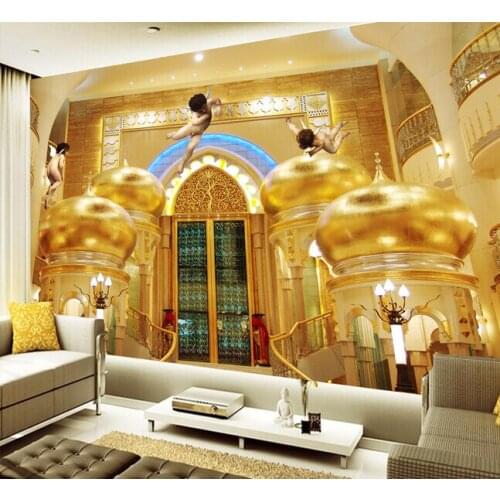 Custom Papel de parede 3D, noble palace angels for living room bedroom TV background wall waterproof PVC papel de parede