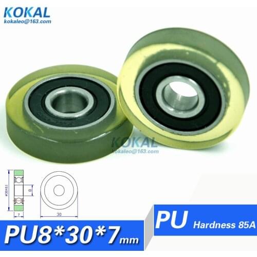 [PU0830-7] 10PCS polyurethane PU 608RS cash counting machine low noise high quality TPU rubber bearing wheels 8*30*7