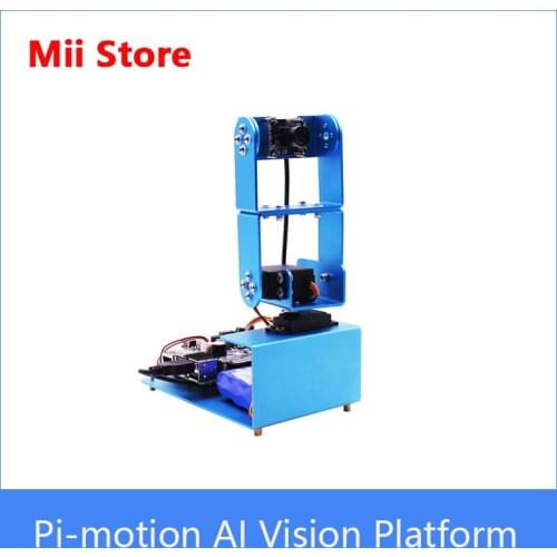 Pi-motion AI Vision Platform Robot, Support Python programming OpenCV AI artificial intelligence, suit for Raspberry Pi 4B/3B