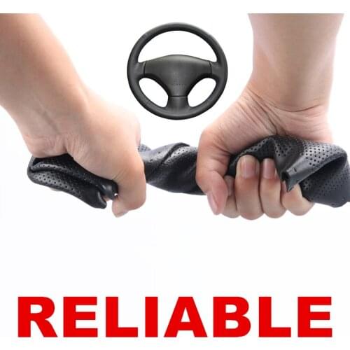 Hand sewing Black PU Artificial Leather Car Steering Wheel Cover for Peugeot 206 2007-2009 Peugeot 207 Citroen C2
