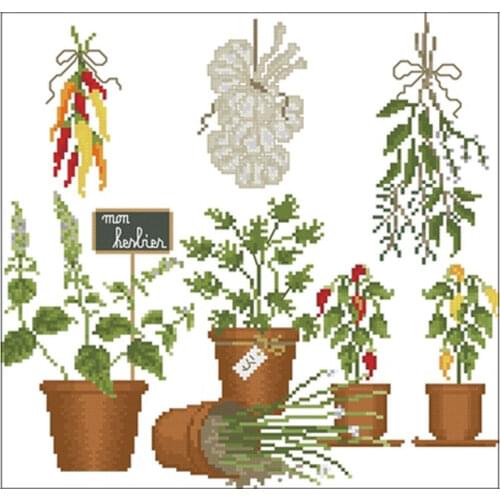 Plant spice patterns Counted Cross Stitch 11CT 14CT 18CT DIY Chinese Cross Stitch Kit Embroidery Needlework Sets