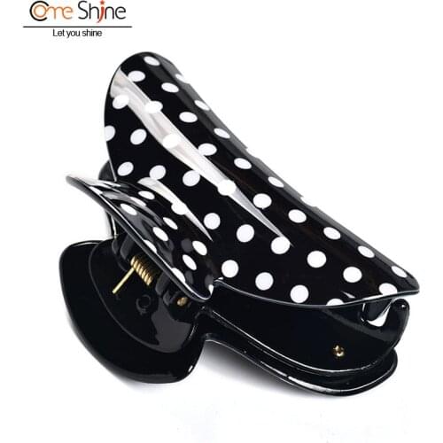 Come Shine Large Claw Hair Clips Mirror Acrylic Fashion Black White Polka Dot Hairpins Hair Accessories for Women Shower Tray