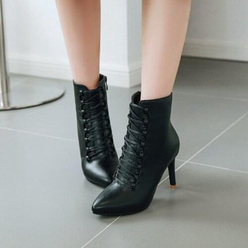 Zapatos De Mujer 2021 Fashion Sexy Winter Ankle Boots Pointed Toe High Heels Wedding Party Shoes Womens Plus Size Boots A99-6