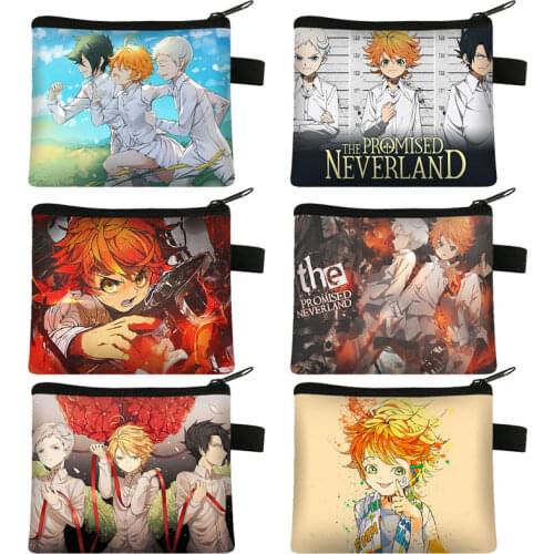 Anime The Promised Neverland Coin Purses Women Fashion Lipstick Bag Norman Emma Ray Ladies Credit Card Pouches Mini Wallet Gift