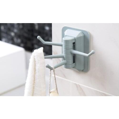 1PC Home Creative Wall Pothook Rotary 4-Hook Kitchen Bathroom Wall Towel Rack without Screw Trackless Storage Rack Hook OK 0857