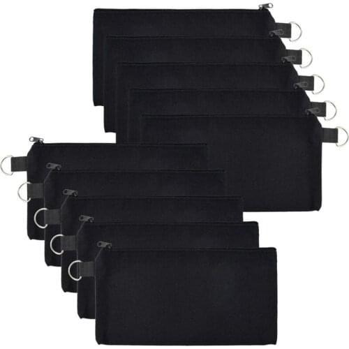 10 PCS Multi-Purpose Cotton Canvas Zipper Invoice Bill Bag Pen Pencil Cosmetic Makeup Bag Pouch Blank DIY Craft Bag