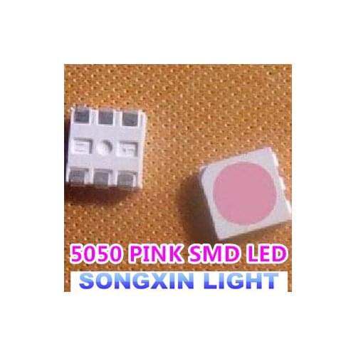 1000pcs/lot SMD 5050 pink smd LED Diode 5050 smd smt pink led PLCC-6 3-CHIPS 5.0*5.0MM 60Ma-0.2W Super Bright best Quality New