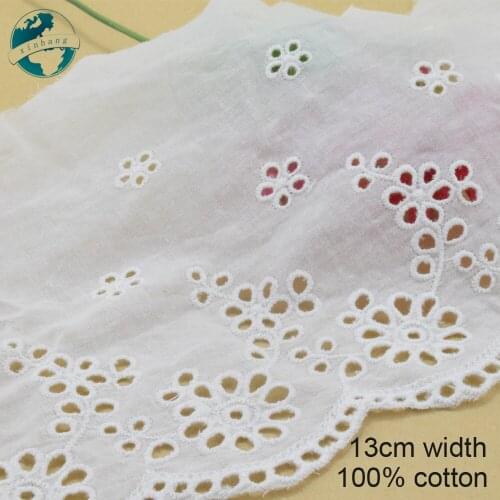 3yards 13cm wide 100% Cotton embroid lace sewing ribbon guipure lace african lace fabric trim warp knitting DIY Accessories#3755