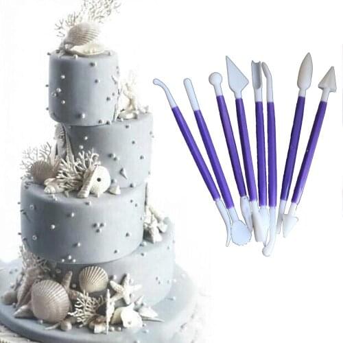 5 Colors Sugarcraft Fondant Cake Pastry Carving Cutter Chocolate Decorating Flower Clay Modelling Plastic Baking Craft Tool Set