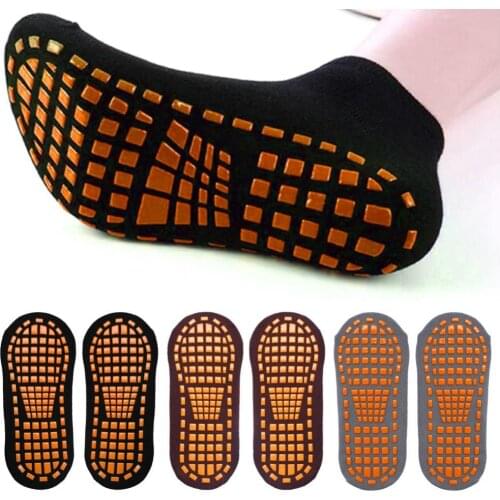 80% Hot Sale 1 Pair of Adult Anti-Slip Yoga Trampoline Park Sports Socks Pure Cotton Breathable Floor Sweat Socks Pilates Socks