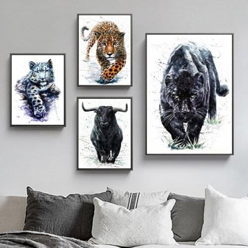 Diamond Painting Full Round/Square Diamond Mosaic Black Panther Lion Full Diamond Embroidery Rhinestones Cross Stitch Kit