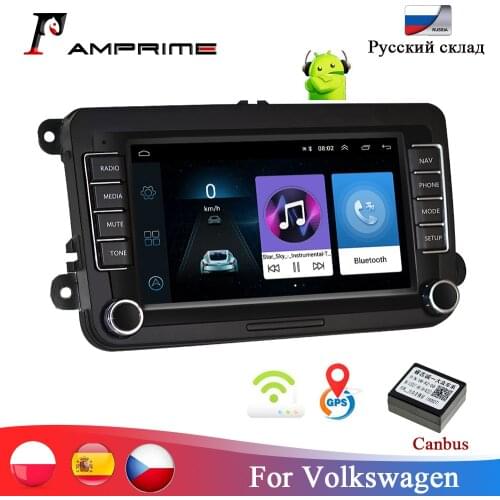 AMPrime 7" 2 dinAndroid Car Multimedia player Autoradio For Skoda VW Passat B6 Polo Golf 4 5 Touran Seat For Volkswagen Radio