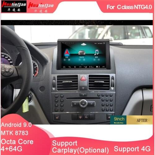 Hualingan For MercedesBenz C class NTG4.0 8" car gps player multimedia Android9.0 Octa Core 4G internet 64G storage WIFI Carplay