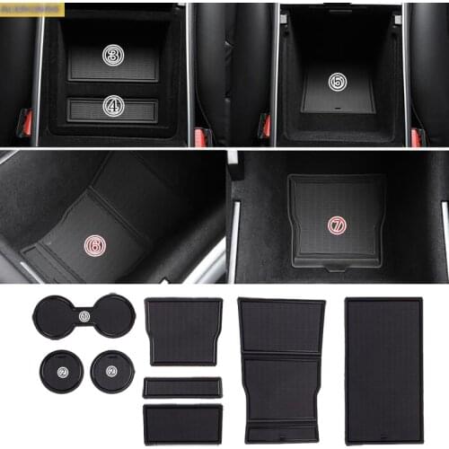 Free shipping for tesla model 3 2018 2019 2020 2021 gate slot cup mat storage model 8PCS car accessories