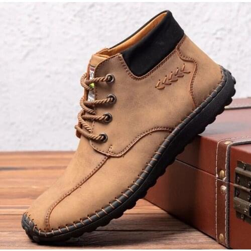 Nice Pop Autumn Winter Men Boots Handmade Fashion Comfortable Casual Men Ankle Shoes High Top Waterproof Non-Slip Snow Boots
