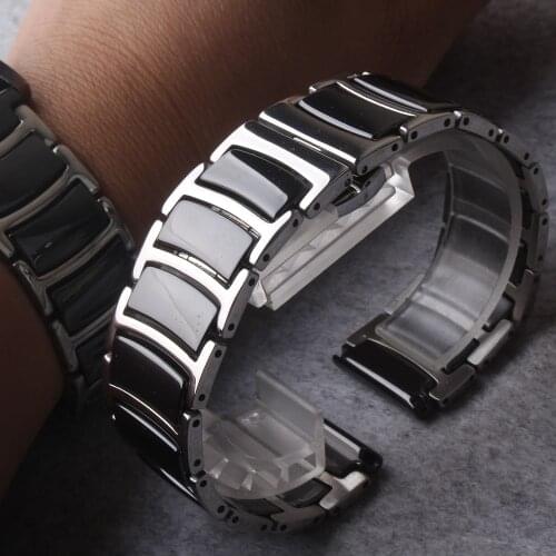 Quality 20mm 22mm stainless steel wrap ceramic Watchbands For Samsung Gear S3 Smart Watch Band Strap bracelets Black promotion