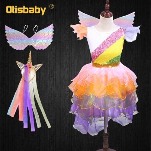 Childrens Birthday Party Unicorn Dress Halloween Rainbow Pony Costume Child Christmas Kids Horse Clothes Fantasia Unicorn Tutu