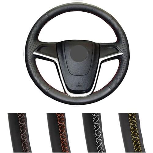 DIY Black Leather Hand-stitched Car Steering Wheel Cover For Buick Excelle XT GT Encore Opel Mokka