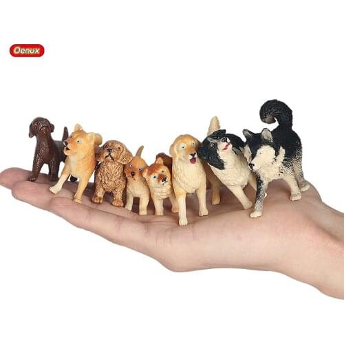 Oenux 8PCS/SET Cute Dog Animals Model Action Figure Husky Golden Retriever Shiba Inu Puppy Figurines Education Kids Toy Gift