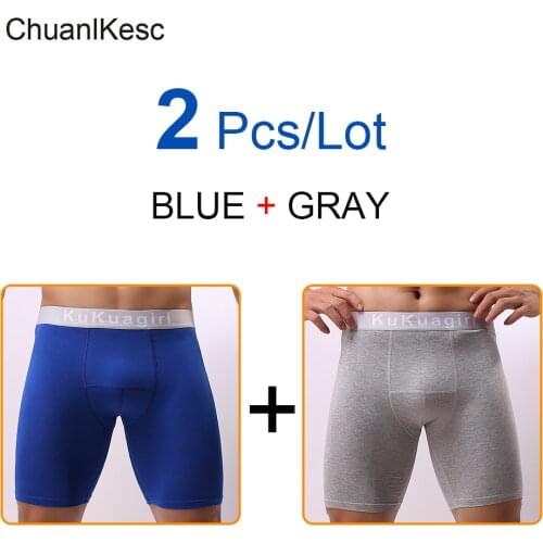 2 Pcs/Lot Cotton Underwear Sweat-Absorbent And Quick-Drying Long Anti-Wear Leg Underwear Mens Underwear Run Underwear