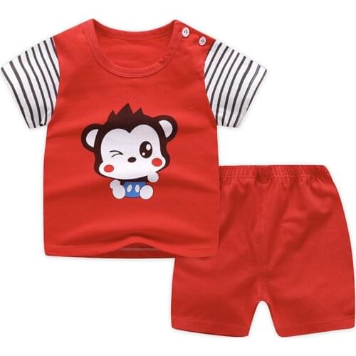 6 9 12 18 24M Summer Newborn Baby Boy Girl Clothes T-Shirt+Shorts 2PCS Outfits Children Clothing Toddler Baby Clothes Suit