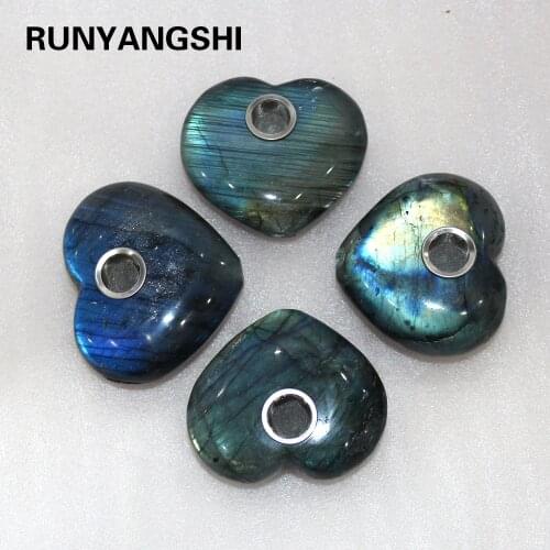 100% Natural Crystal Elongated feldspar Crystal Pipe with Love Shape Smoking tube And a brush