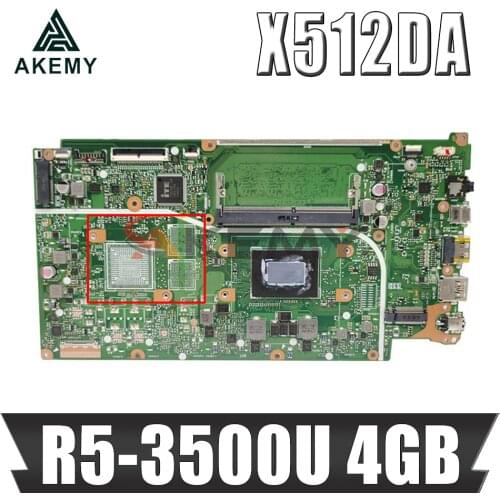 AKEMY Motherboards X512D Laptop motherboard for ASUS X512DA F512DA X512D F512D X512DK 100% TEST original mainboard R5-3500U 4GB