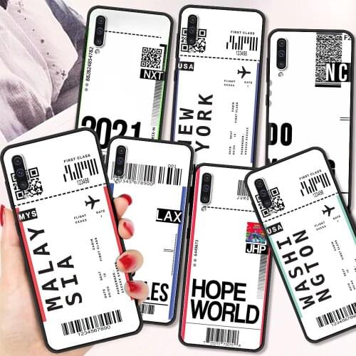 Ticket Boarding Pass Label Silicone Soft TPU Coque for Samsung Galaxy A50 A70 A40 Luxury Phone Case A10 A10S A20 A20E A30S Cover