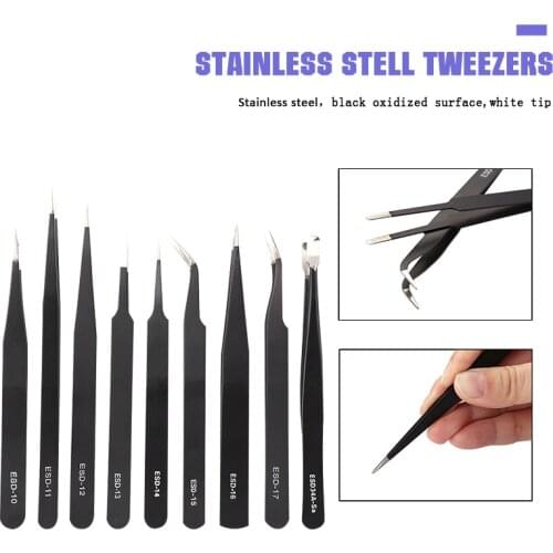Anti Static Tweezers Set Use For Delicate Tasks Jewelry DIY Cellphone Integrated Circuit Repair Work Well With Intricate Dies