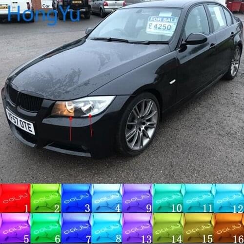 Latest Headlight Multi-color RGB LED Angel Eyes Halo Ring Eye DRL RF Remote Control for BMW 3 Series E90 2005-2008 Accessories
