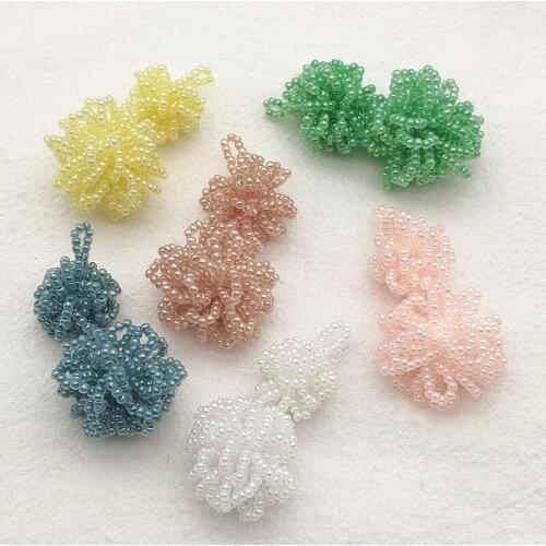 New arrival! 49x26mm 20pcs Mini Glass Beads weaving Flat back Flower Charm for Earring DIY Parts,Jewelry Findings & Components