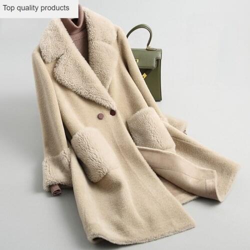 Real Fur Coat Parkas Women Clothes 2020 Sheep Shearing Long Winter Overcoat Female Wool Coat Outerwear Abrigos Muje
