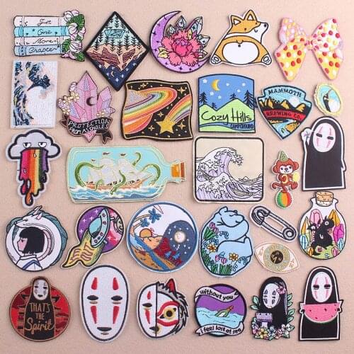 Planetary/Waves Patch Embroidered Patches Ecusson Thermocollants Patch Iron On Clothes Diy Applique Anime Patches For Clothing