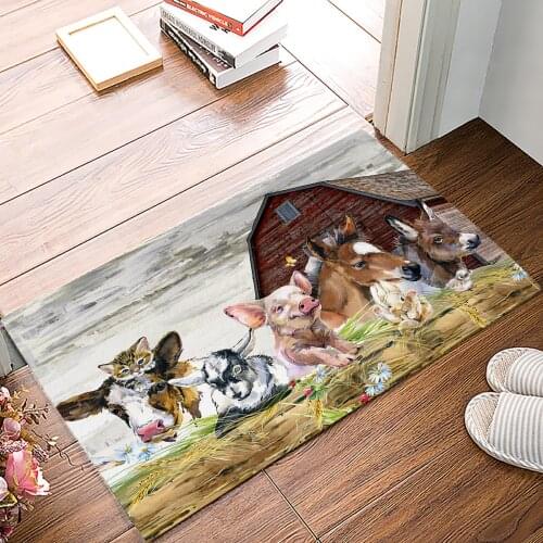 Farm Barn Cow Pig Doormat for Entrance Door Bathroom Hallway Non-Slip Rugs Home Decor Kitchen Mats