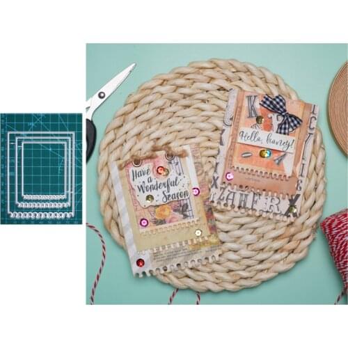 Rectangle Layering Puzzle Frames Metal Cutting Dies Wave Edge Craft Die Cuts For Scrapbooking Party Handmade Decoration Stencils