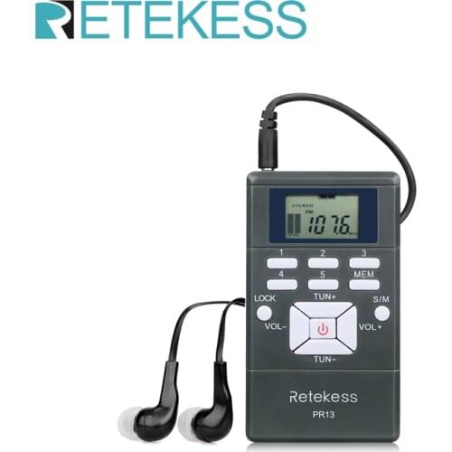 RETEKESS PR13 Radio Receiver FM Stereo Portable Radio DSP Mini Digital Clock Receiver For For Church Meeting Museum Tour Guiding