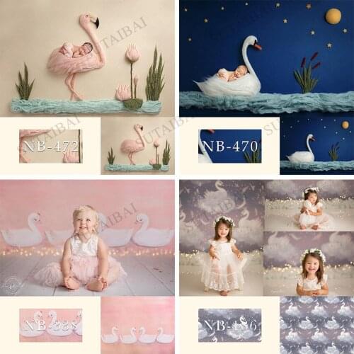 Safari Animals Photography Backdrop Newborn Baby Portrait Photo Shoot Elephant Swan Flamingo Theme Background for Photo Booth