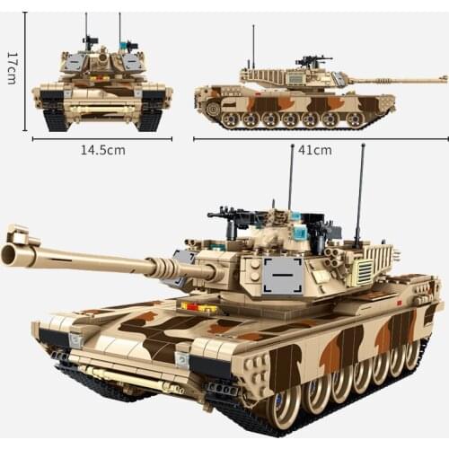 Military series World War American M1A2 Main Battle Tank Weapon DIY model Building blocks Toys Gifts