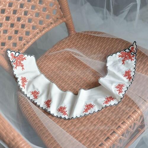 Women Detachable Lace Fake Collar Blouse Cloud Shoulder Doll Collar Embroidered Bow False Collar Clothes Shirt Accessories