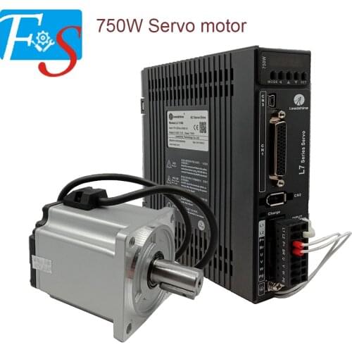 CNC Router Leadshine 80mm 750W AC220V Servo Motor ACM2-08008H2F1-E23-65 2.4NM 23 Bit Encoder 3000rpm+ L7-750 Servo Motor Driver