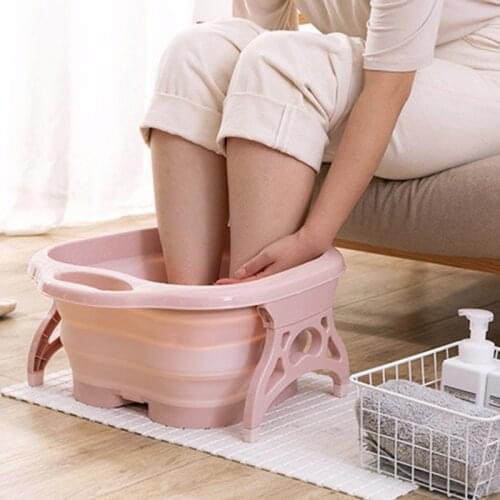 Foldable Footbath Plain Foaming Massage Bucket Plastic Foot Bath Basin Large Heightening Footbath Folding Barrel Ruduce Pressure