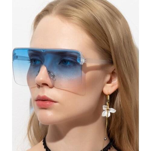 Oversized trend Sunglasses 2021 Women Retro Sunglasses Luxury Brand Rimless Eyewear oculos de sol feminino Big Shades