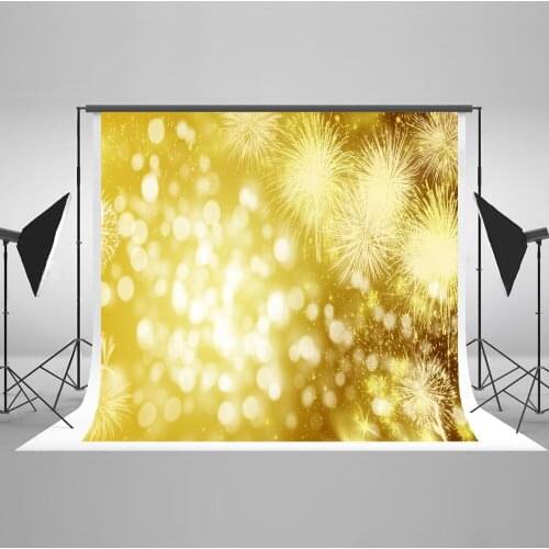 VinylBDS 10x10ft Yellow Bokeh Photography Backdrops Happy New Year Backgrounds Fantasy For Children Backgrounds For Photo Studio