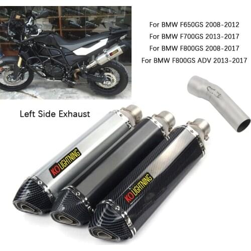 For BMW F650GS F700GS F800GS Motorcycle Exhaust Pipe Middle Link Pipe Slip On 51mm Left Muffler Removable DB Killer Escape 470mm