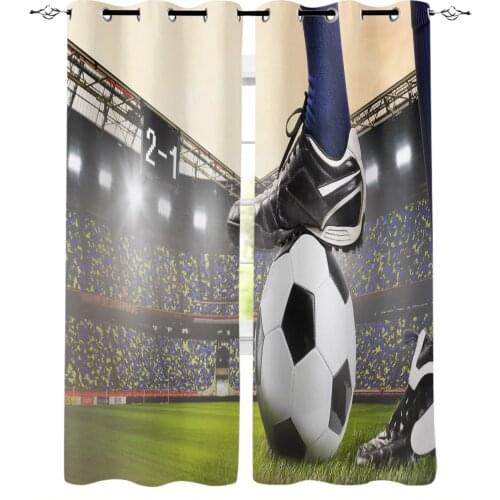 Gymnasium Soccer Court Balls Football Home Decoration Living Room Curtains Window Treatments Kids Curtain For Kitchen Bedroom