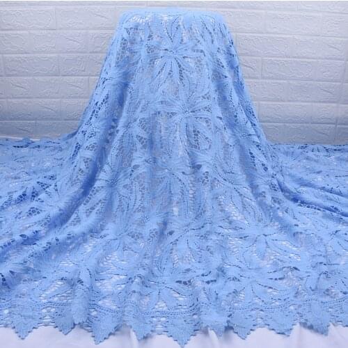 Zhenguiru Sky Blue French Mesh Laces Nigerian Water Soluble Lace Fabric Soft African Lace Fabric For Clothing Materials A1781