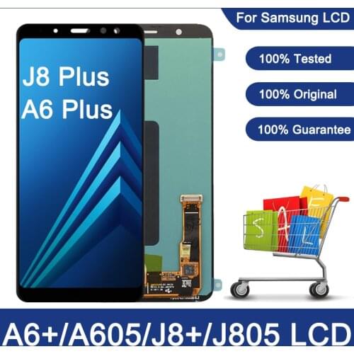 Original Super Amoled For Samsung Galaxy A6+ A605 SM-A605F Display LCD Screen Replacement For Samsung A605FN A605G A605GN LCD